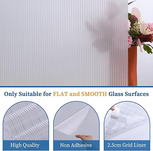 Miniatura 7 de FEOMOS Película de vidrio esmerilado, película de privacidad para ventana, calcomanías decorativas de ventana, calcomanías de vidrio 3D para