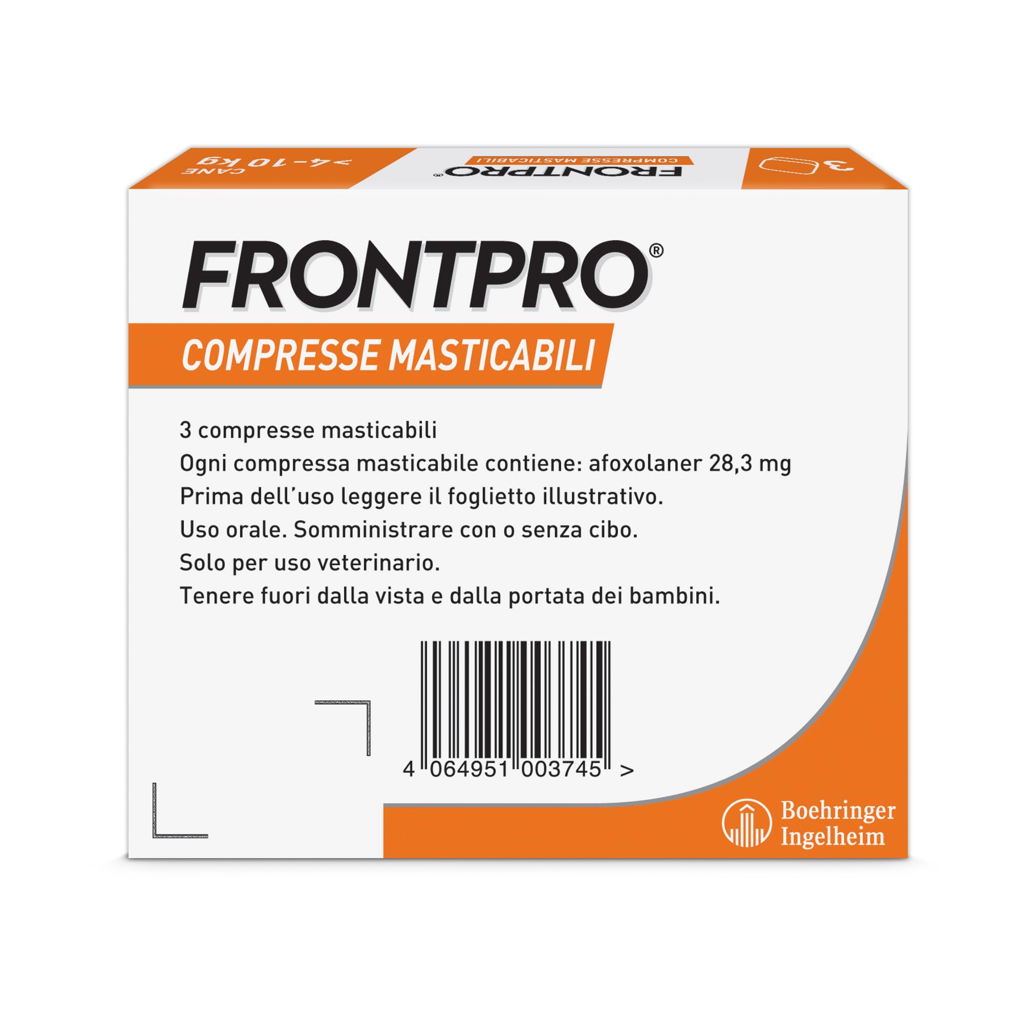 FRONTPRO*3CPR 4-10 KG 28,3 MG Compresse Masticabili Per Cani | 28,3 mg