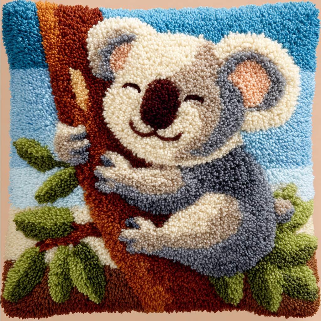 AxiangziK Latch Hook Pillow Kit,Koala 43X43Cm DIY Cushion Cover