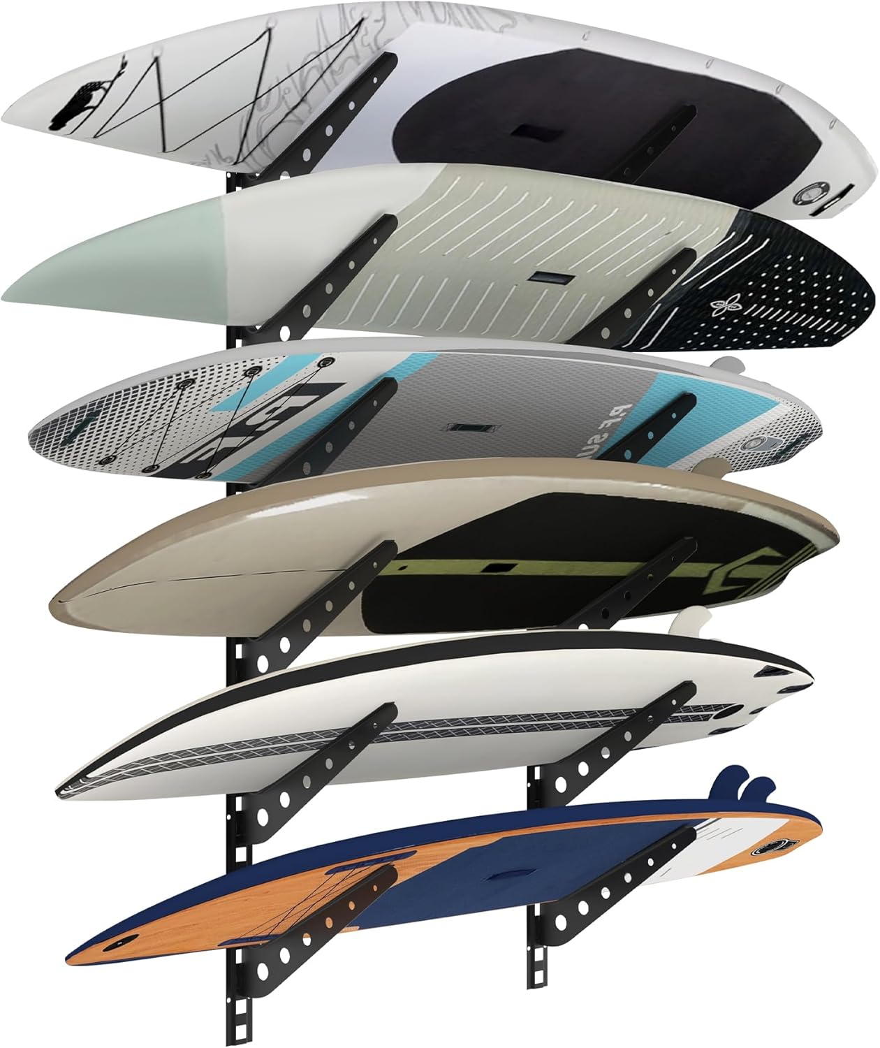 2/3/4/6 Board Horizontal Surfboard Rack, Adjustable Surfboard Wall Mount Display, Surfboard Wall Rack Board Storage Mount System at Home and Garage
