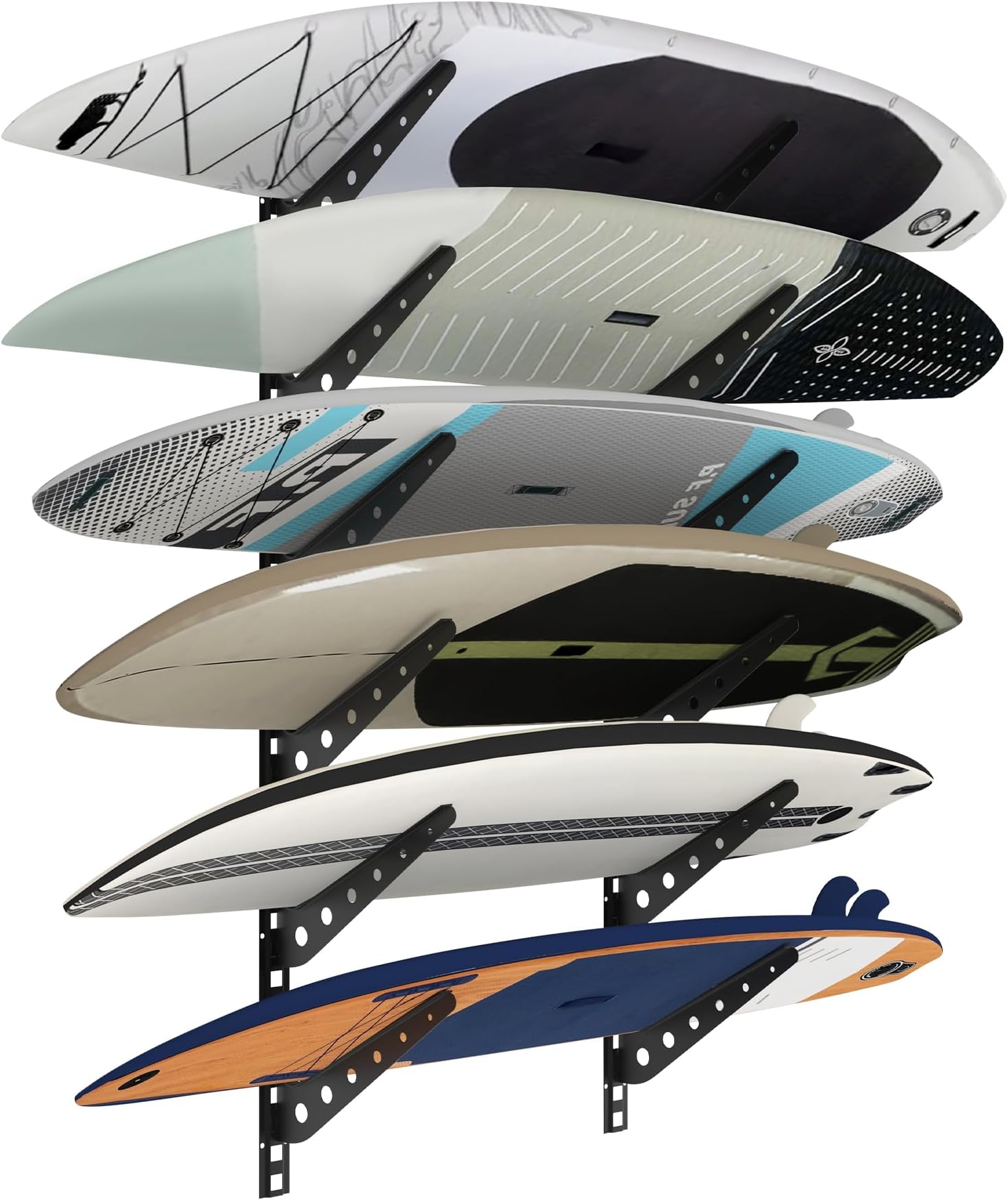 2/3/4/6 Board Horizontal Surfboard Rack, Adjustable Surfboard Wall Mount Display, Surfboard Wall Rack Board Storage Mount System at Home and Garage