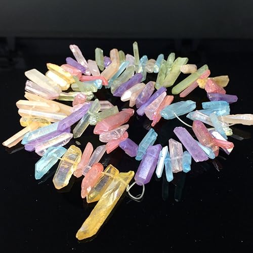 Miniatura 7 de Adabele - 1 hebra natural de cristal transparente curativo en bruto de cuarzo blanco, tamaño mediano, punta de pico de 15 pulgadas, colgante de gota