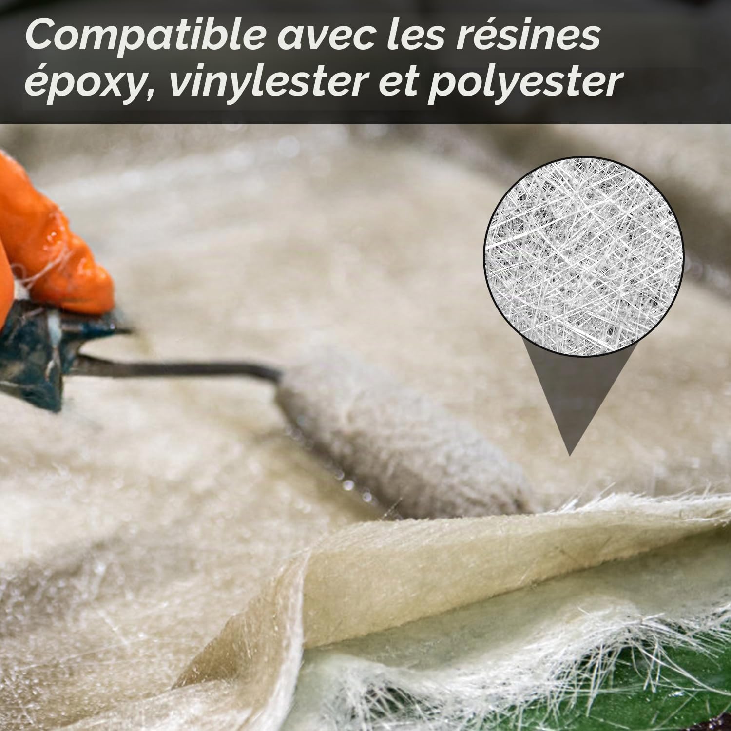 Fibre de verre 450 g/m², tapis en fibre de verre transparent, 1 x 10 m, pour résine époxy et polyester, réparation, bateau