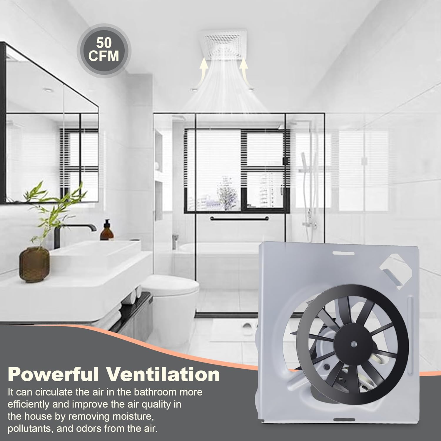 696N-R02B 50CFM Fan, Compatible with Broan 688-K, 688-J, 688-H, 688-G, NuTone 696N-R02 B, 696N-R01 B, 696N-R03 B, 695-R02 B, 695-R01 B, 695-R03 B, S97012026 Fan Assembly (7.4 x 7.12 inches)