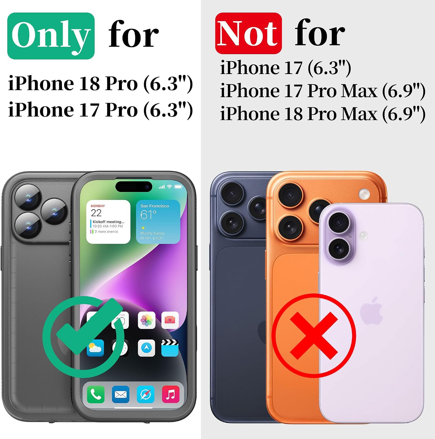  for iPhone 18 Pro/iPhone 17 Pro Waterproof Case Heavy Duty Black thumbnail