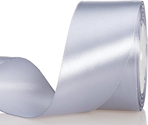 ATRBB Cinta de satén de 25 yardas y 2 pulgadas para bodas, lazos hechos a mano y envoltura de regalos (gris plateado)