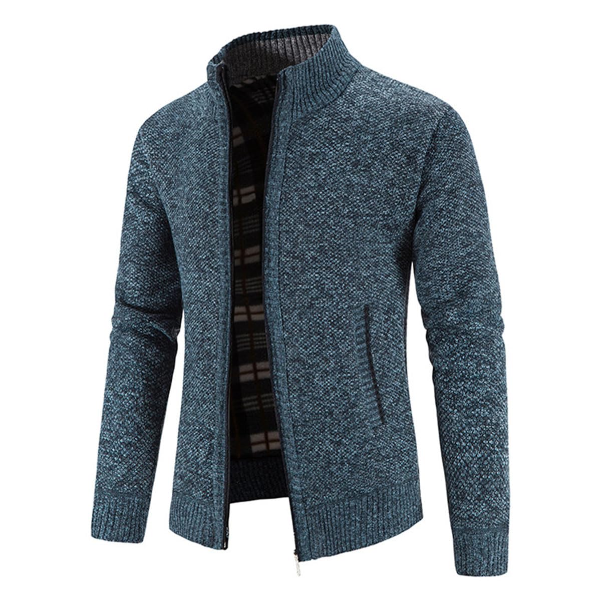 Cárdigan de Hombre con Cremallera, cárdigan cálido Informal con Cuello Alto, suéter Grueso, cárdigan de Abrigo de Invierno con Cremallera, Chaqueta de Invierno de Estilo Urbano (XL,Hellgrau)