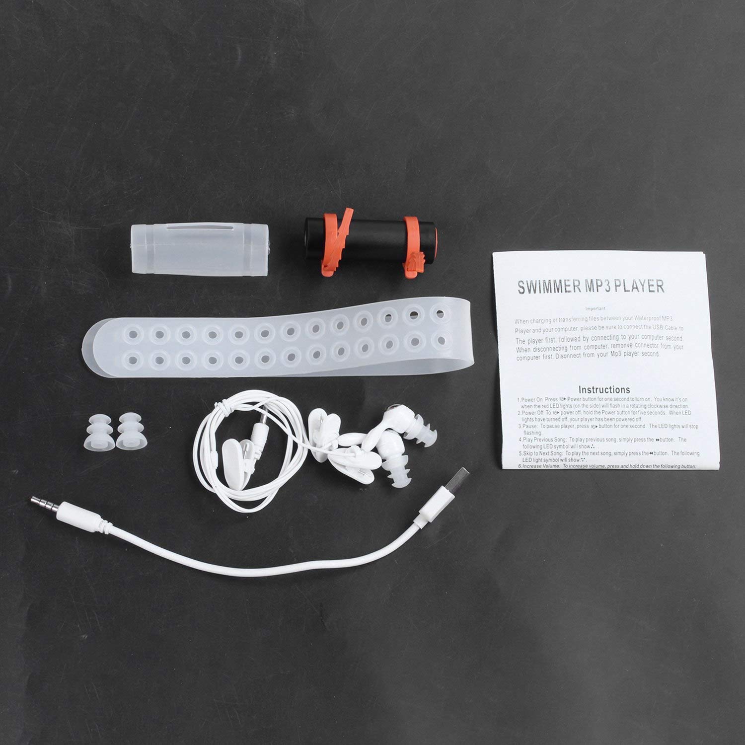 COSINE Lecteur MP3 USB 4 Go Étanche Natation Plongée Surf Noir Radio FM