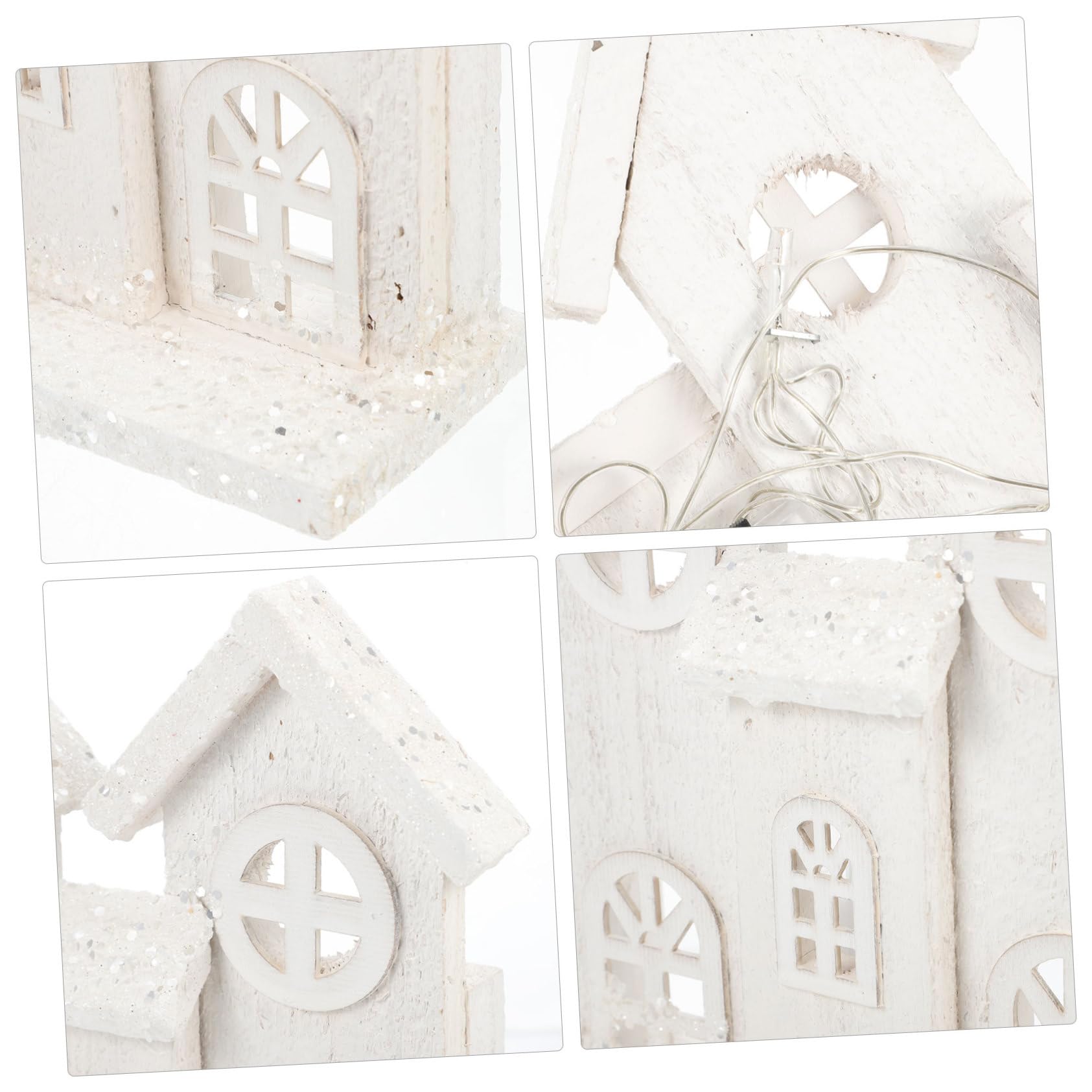 Leuchtendes Weihnachtshaus-Ornament Holzhaus mit Schneemotiv Kreative Party-Dekoration Filigrane Handarbeit für Schreibtisch