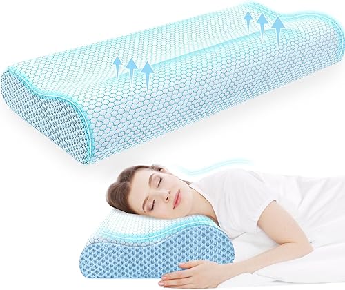 Miniatura 1 de CloudBliss Almohada de espuma viscoelástica, almohada cervical ergonómica con contorno de cuello para dolor de espalda y hombros, almohada