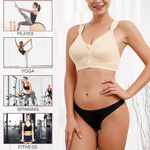 Miniatura 5 de CYDREAM Sujetador posquirúrgico con cremallera frontal para mujer, sujetadores deportivos con espalda cruzada, correas ajustables inalámbricas
