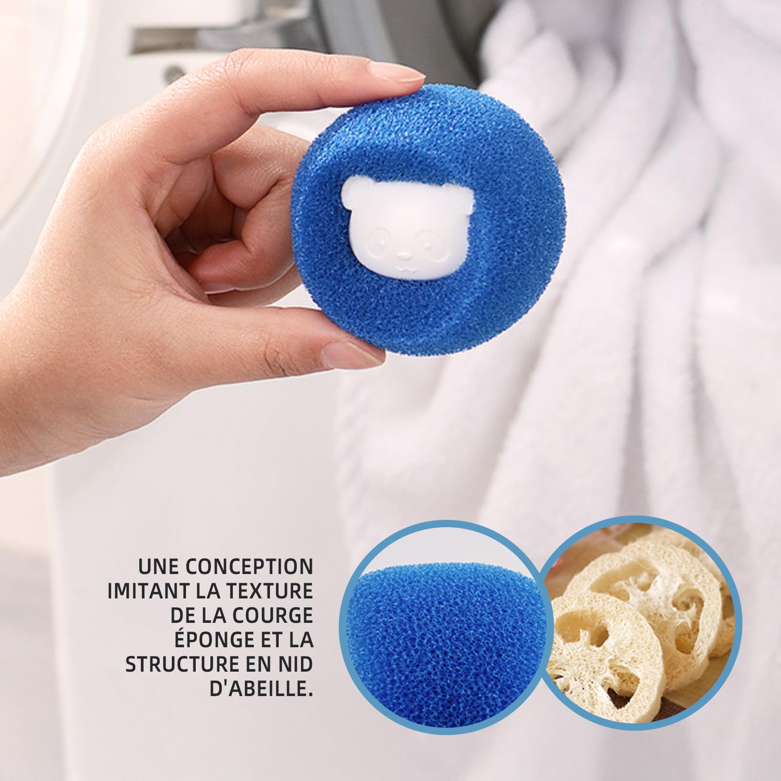 Anti Poil Machine à Laver, 8 Pièces Attrape Poils a Laver Réutilisable, Balle de Lavage Chat et Chien, Boule Anti Poil Animaux pour Enlever les Poils D'animaux et les Peluches (Bleu+Orange) - 5