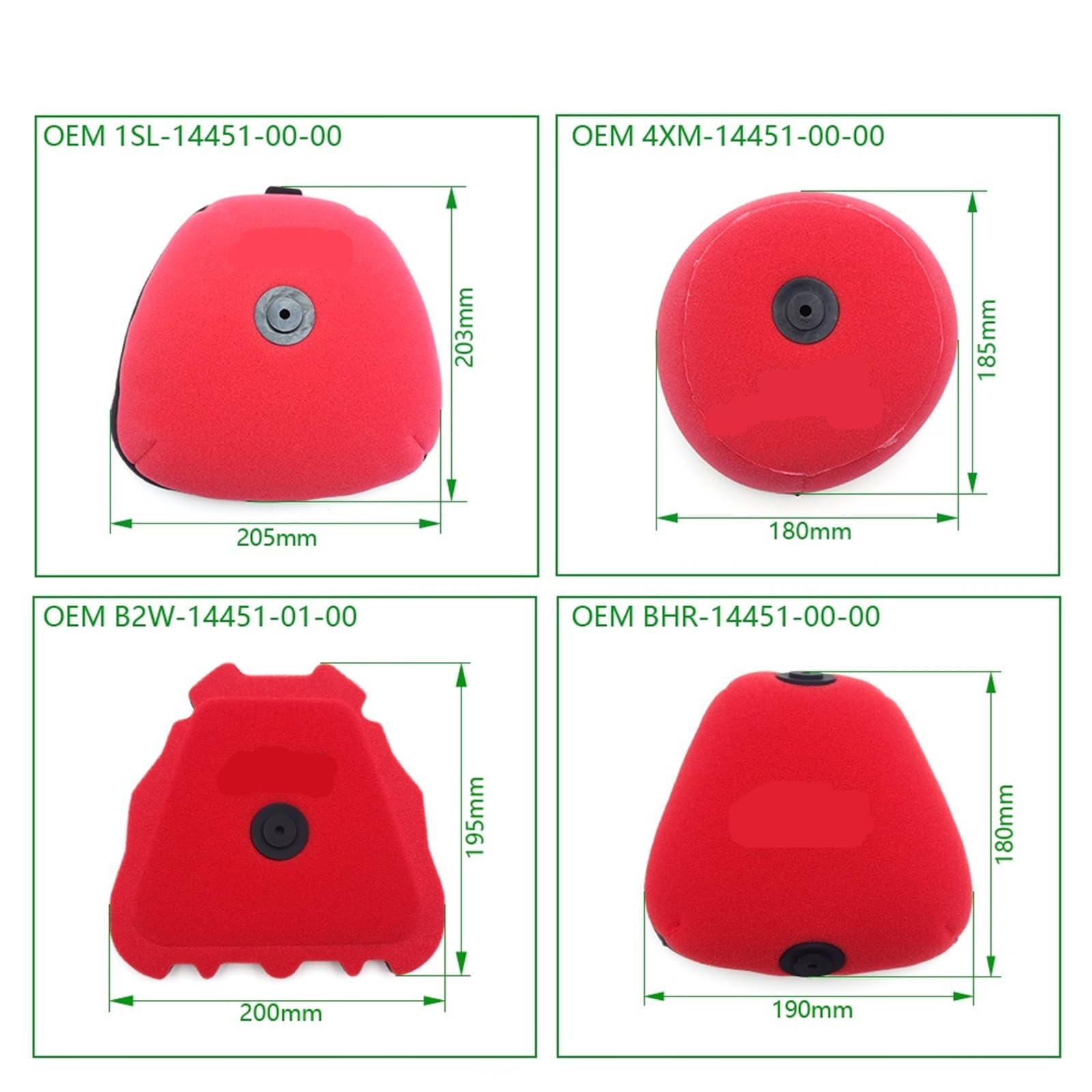 Filtro Aria Spugna Adatto per filtro aria in spugna a doppio strato di schiuma YAMAHA YZ YZF YZFX WRF 125 250 450 400 426 Moto Filtri aria per moto(2Pcs-BHR-14451-00-00)