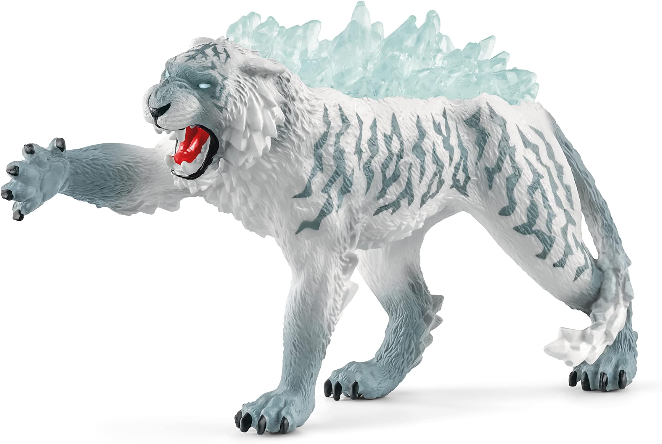 Eldrador Creatures Mythical Ice Tiger Action Figure - with Wild and Scary Back Crystals, Durable Toy for Boys and Girls, Gift for Children Aged 7+
