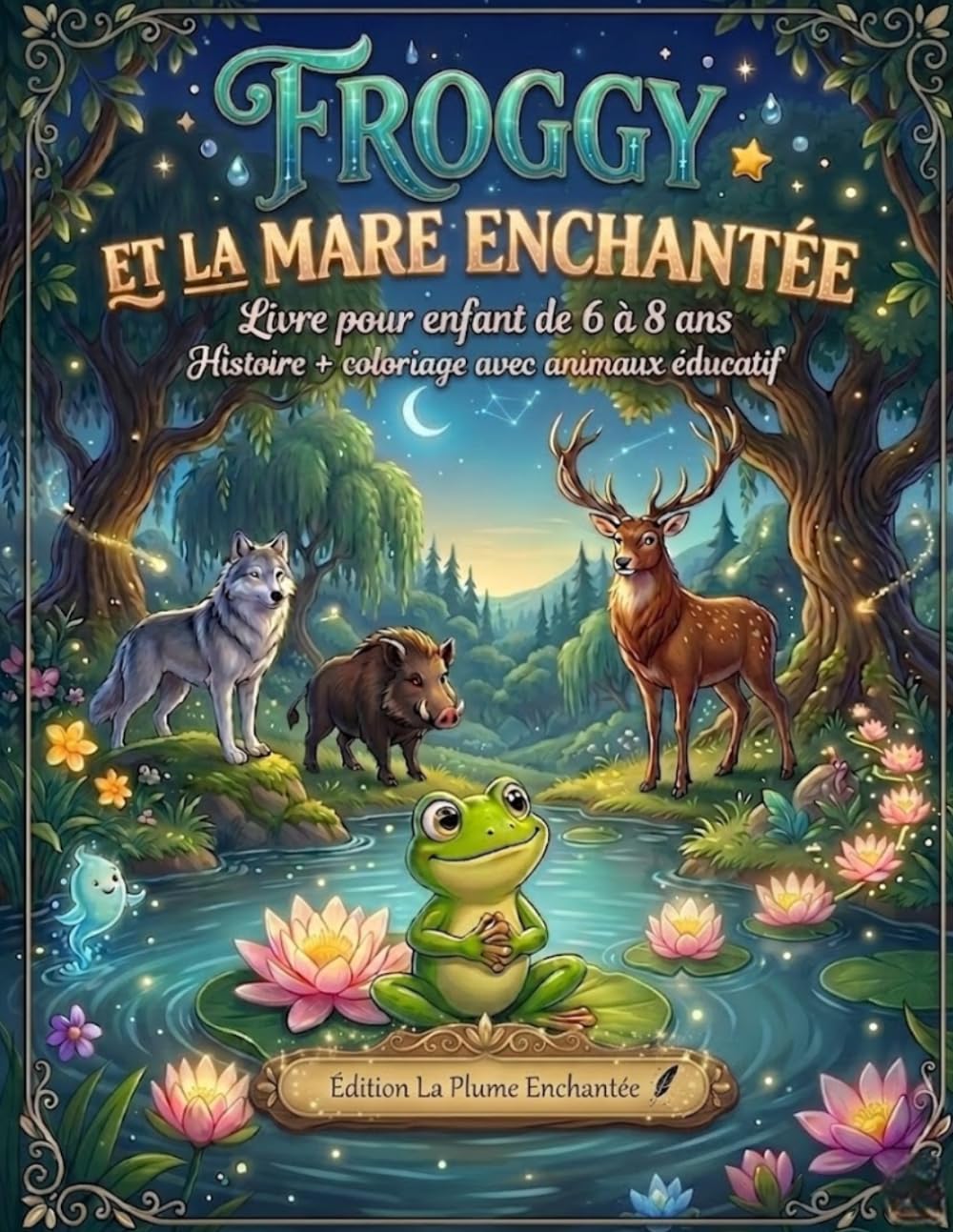 Froggy et la Mare Enchantée.: Livre de coloriage + Histoire pour les enfants de 6-8 ans. (Froggy et l’Aventure au-delà de l’Étang.)