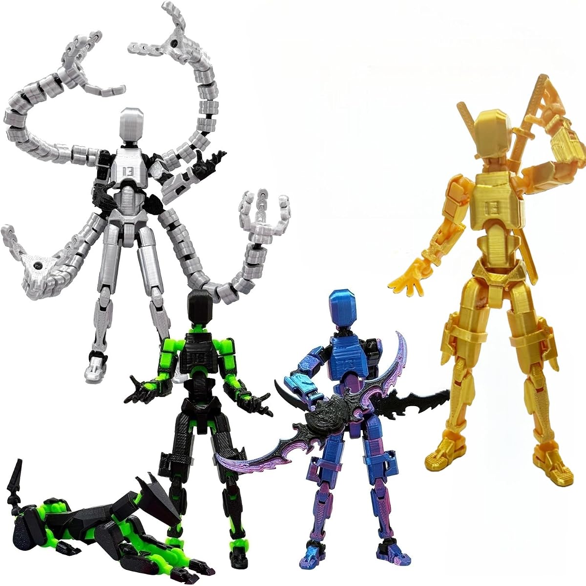 Figura de acción T13, paquete de 5, figuras de robots articuladas con manos y armas intercambiables, juego de modelos de exhibición para coleccionistas, regalo de decoración de escritorio