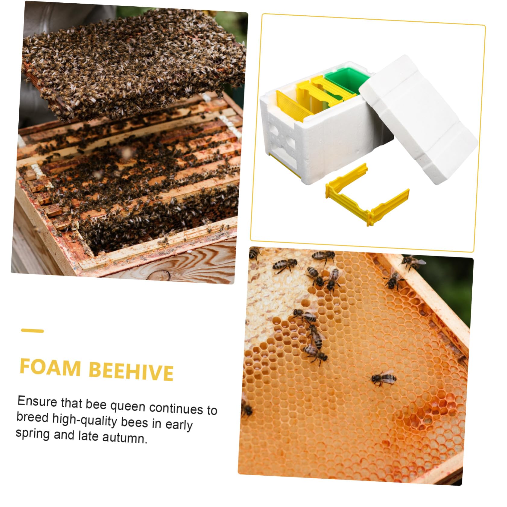 Scatola Impollinatrice per Apicoltura in Plastica Resistente, Arnia da 3 Griglie per Accoppiamento Api, Strumento Assemblato per Apicoltori e Alimentazione Api in Giardino