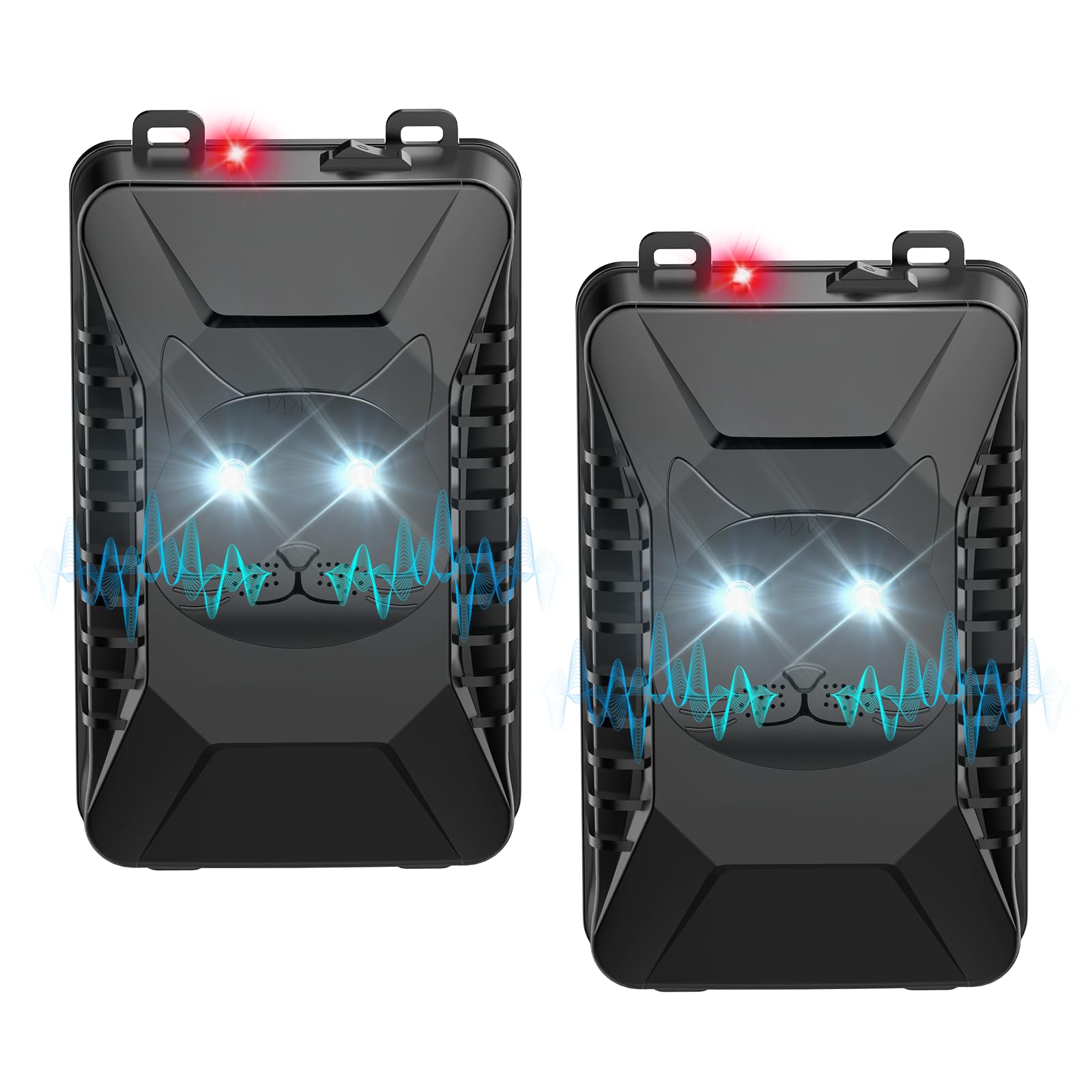 Car Rodent Repeller Under the Hood, 2 Pack Battery Powered Plug-in Mouse Repellent with Strobe Light, Smart Detection Keeps Mice Away from Car Engines, Indoors, Outdoors