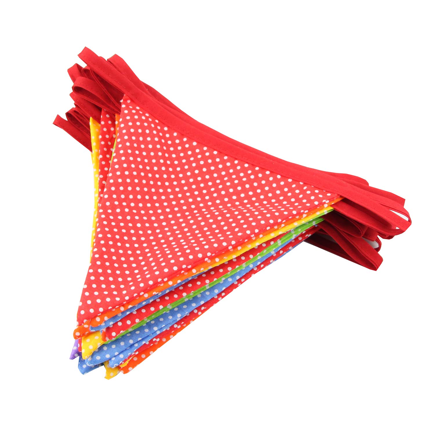 Guirlande Fanions En Coton Multicolore – 12 Pièces Triangle 17 Cm, Longueur 3,3 M – Lavable En Machine, Parfaite Pour Mariage, Anniversaire, Baby Shower