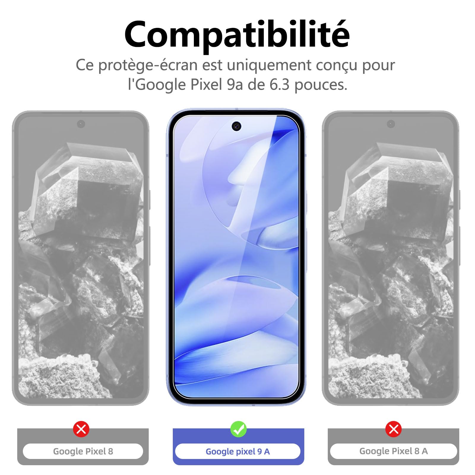 Le lot de 3 verres trempés NEW'C pour Google Pixel 9a offre une protection fiable au quotidien.