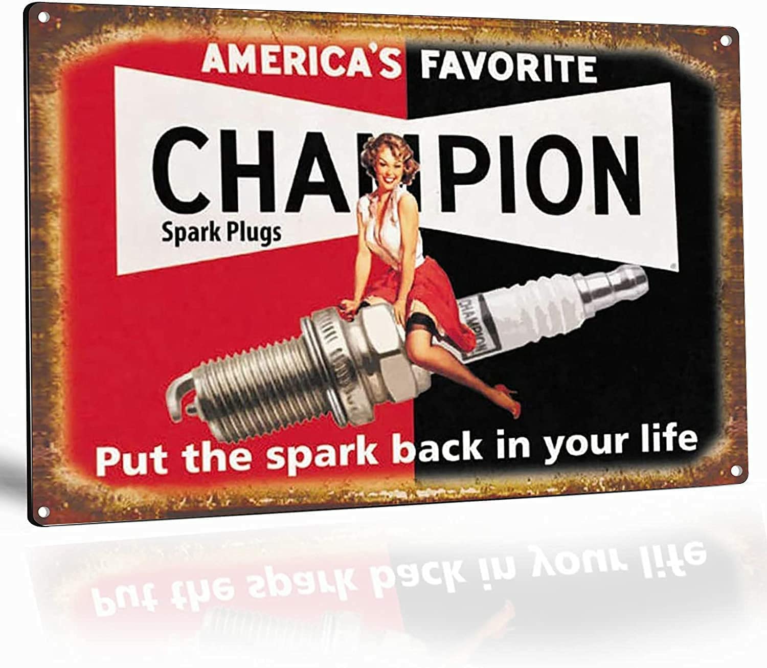 Champion Spark Plugs Vintage Style Art Print Tin Sign Vintage Tin Sign Poster Board Man Cave Shabby Chic Housewarming Gift 12x8inch