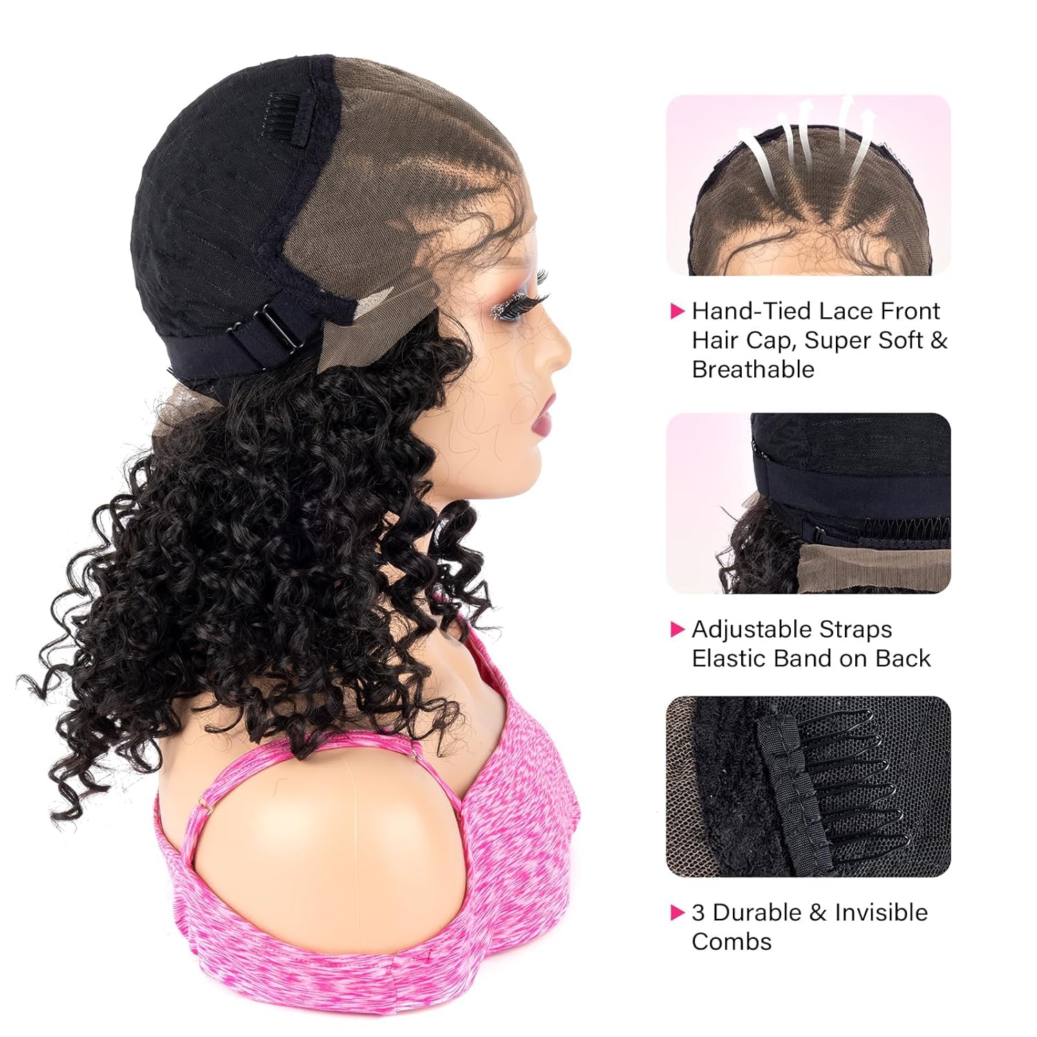 13x4 Deep Curly Lace Front Braided Wig Human Hair Pre Plucked 180% Density 13x4 Deep Wave Wig Human Hair Braided Human Hair Wigs For Women HD Transparent Lace Frontal Wigs 12 Inch