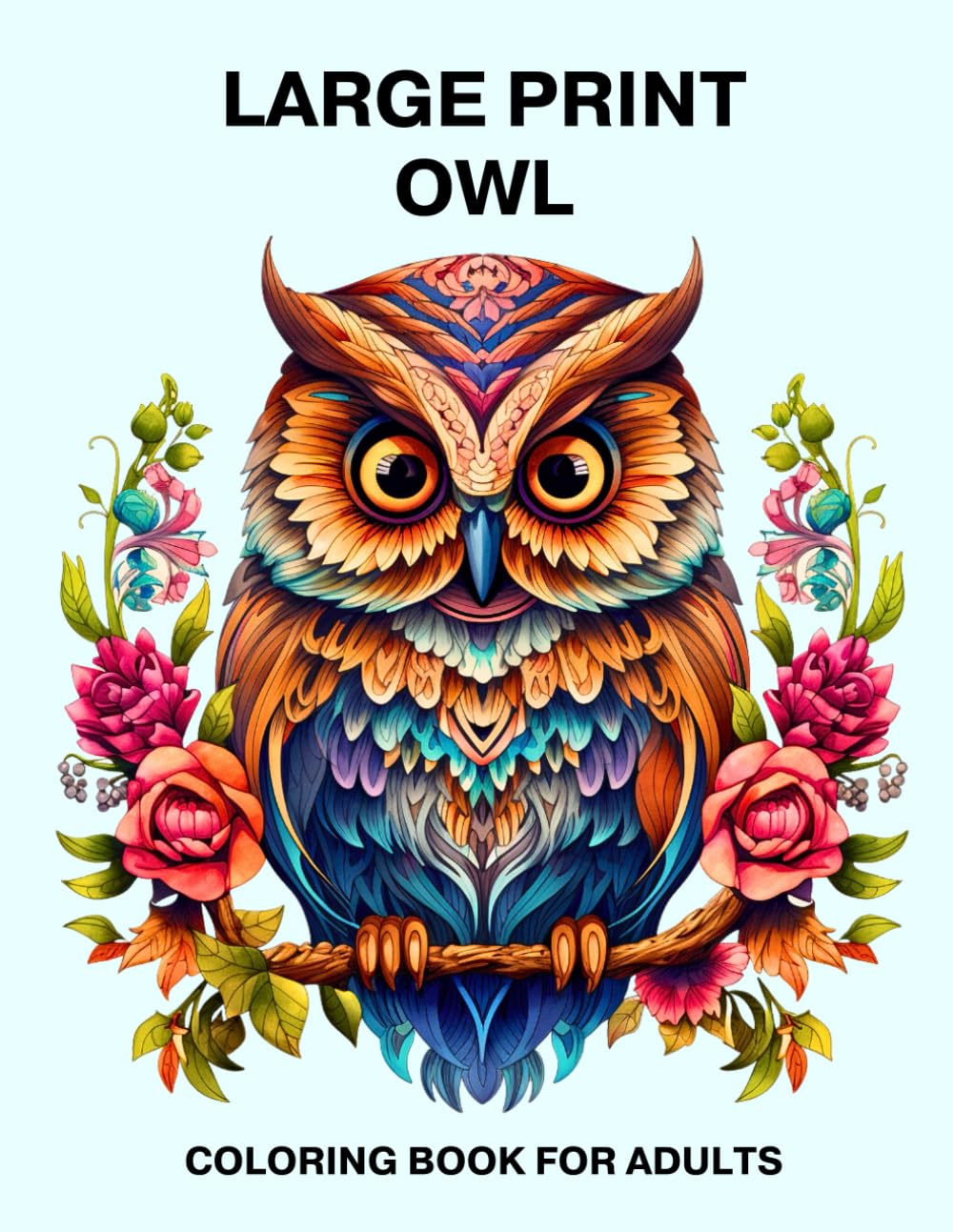 Owl coloring book for adults: 50 amazing large print owl coloring pictures for relaxation and stress relief