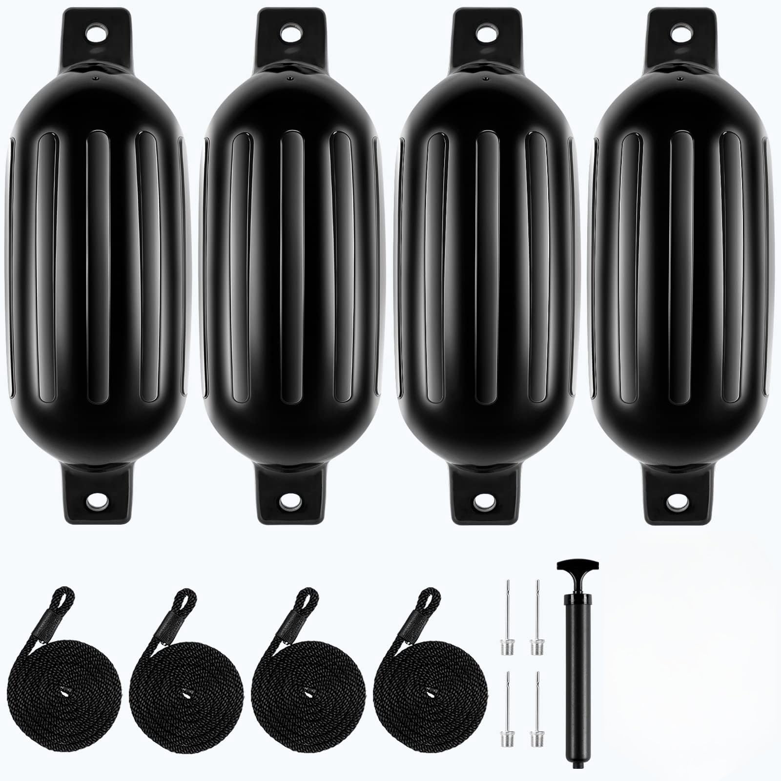 THE WHITE SHOP 14pcs Boat Fenders, Boat Bumpers for Docking, Inflatable Ribbed Marine Pontoon Boat Fender Bumper Marine Yacht Accessories (Size : 4.5INCH)