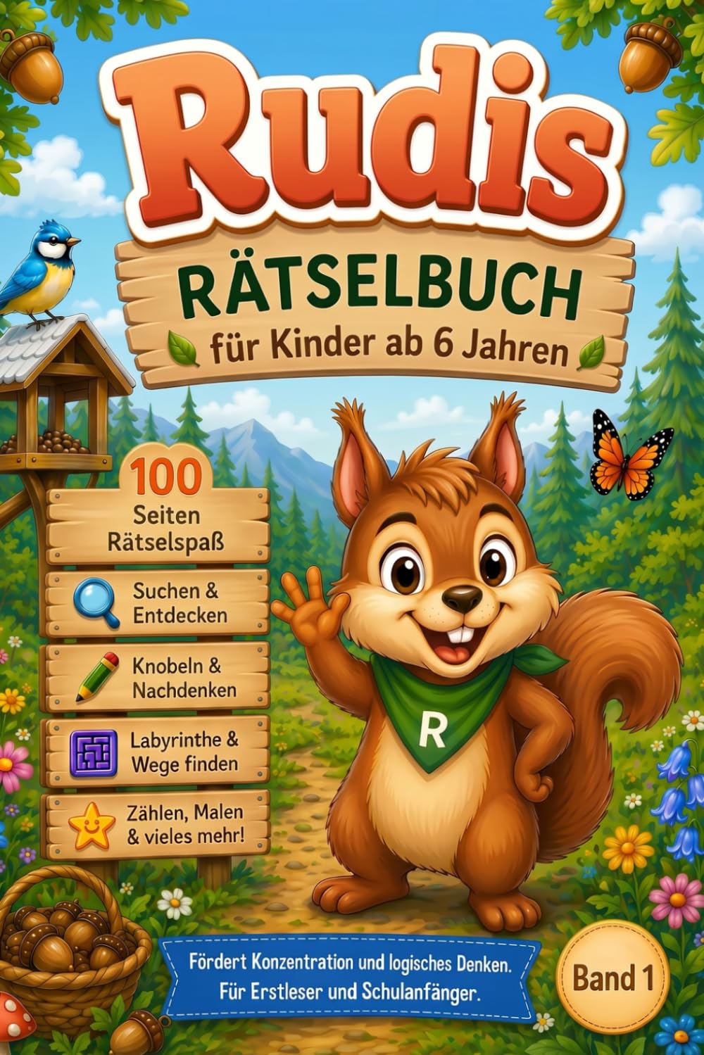 Rudis Rätselbuch für Kinder ab 6 Jahren – 100 bunte Seiten Rätseln, Wissen & Basteln: Mit Suchbildern, Labyrinthen, Rechenrätseln, Suchsel, Sudokus ... Mitmachseiten auch für Vorschüler geeignet