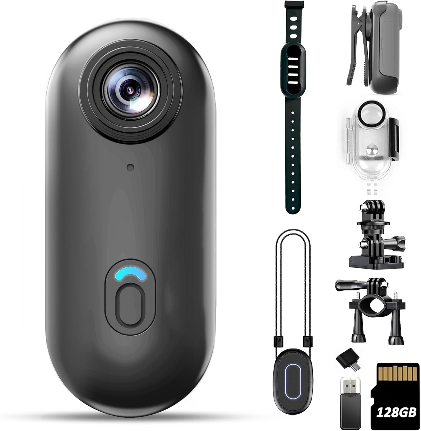 4K Mini Body Camera 128GB - Action Body Cam with Audio