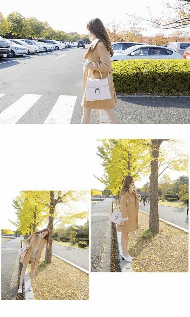 GZ Abrigo de Lana de Color Caqui Abrigo de Mujer Otoño E Invierno Pequeño Abrigo Slim Ni Plus