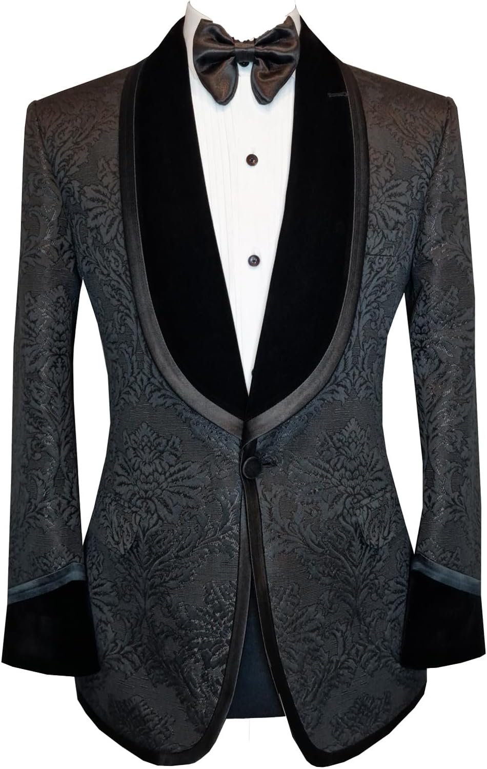 Men's Luxury White Paisley Jacquard Velvet Tuxedo Double Breasted Handmade Embroidery Jacket for Dinner Prom Wedding