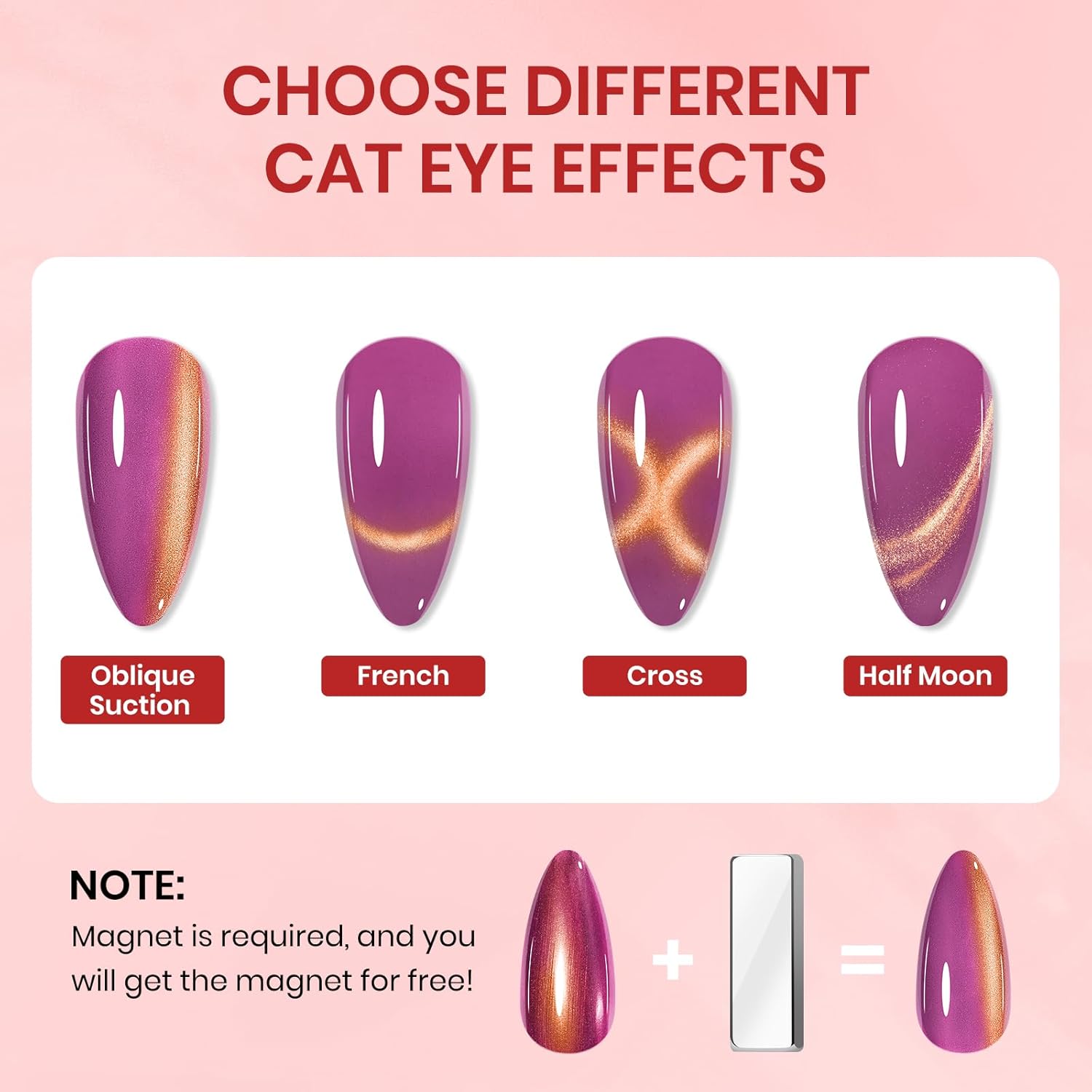 Cat Eye Nail Polish Non Gel, 12 Colors Quick Dry Magnetic Nail Polish Non Gel with Magntic for Fingernail Air Drying Fast Lacquer, Chip Resistant, Vegan, Fast Drying, Long Lasting