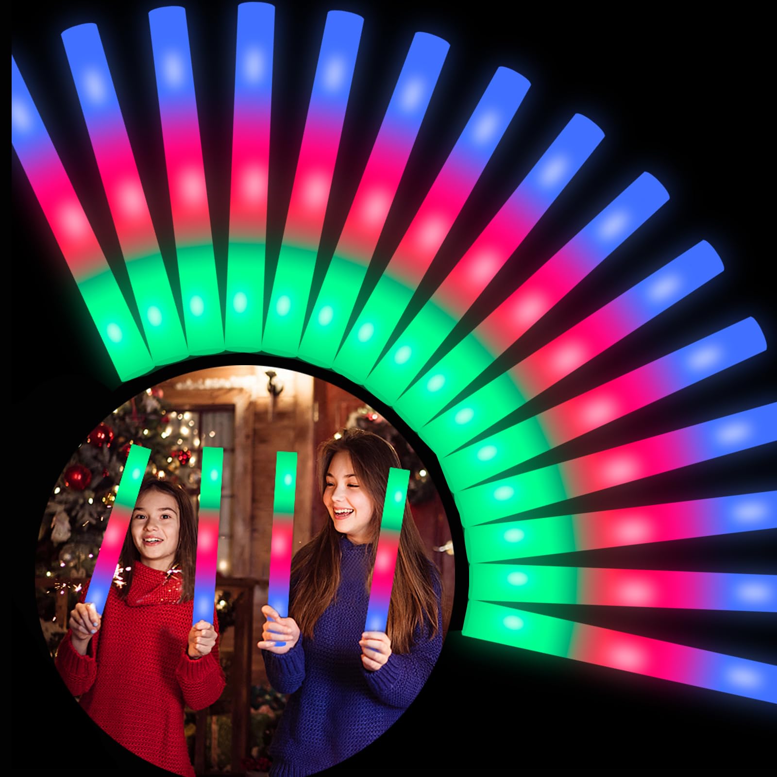 Maysuke 107 PCS Glow Sticks Bulk, LED Foam Glow Sticks with 3 Modes