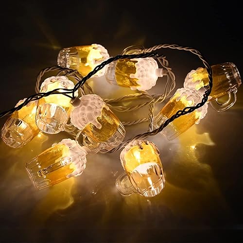 Miniatura 4 de Oviejo Guirnalda de luces de taza de cerveza 3D decoración del día de San Patricio 85 pies con 10 tazas de cerveza luces conectables de verano para