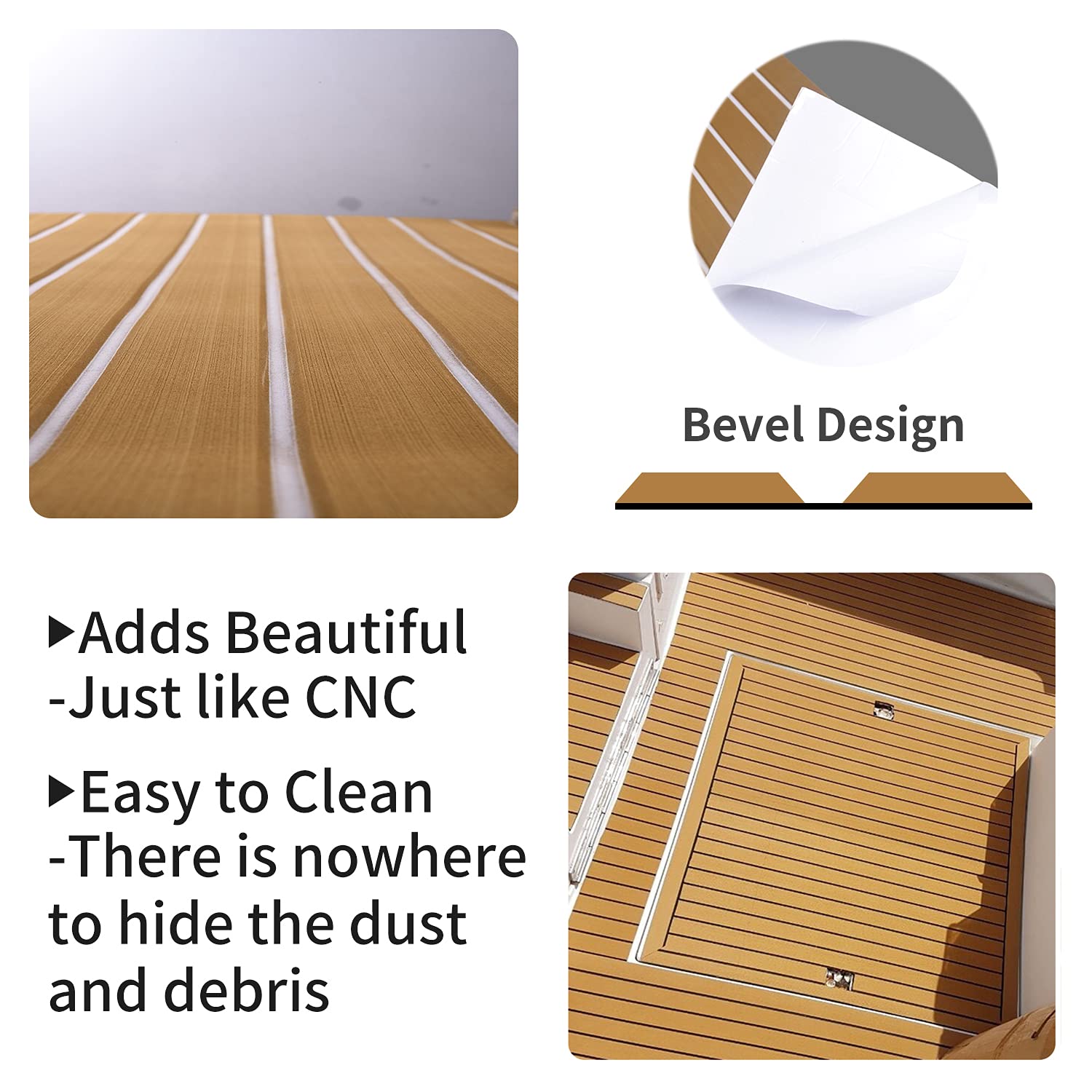 Marrone Tappetino Antiscivolo per Barca - Decking Barca Teak Sintetico Marino Tappetino Antiscivolo Impermeabile per Decorazione dello Yacht