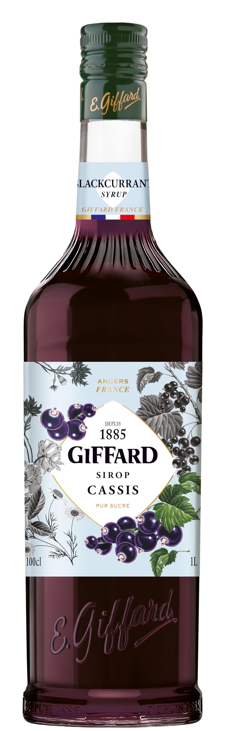 GIFFARD - Blackcurrant Cassis Syrup - French Recipe - Fruity and Powerful - 1 Litre, 0.0% vol, 100cl