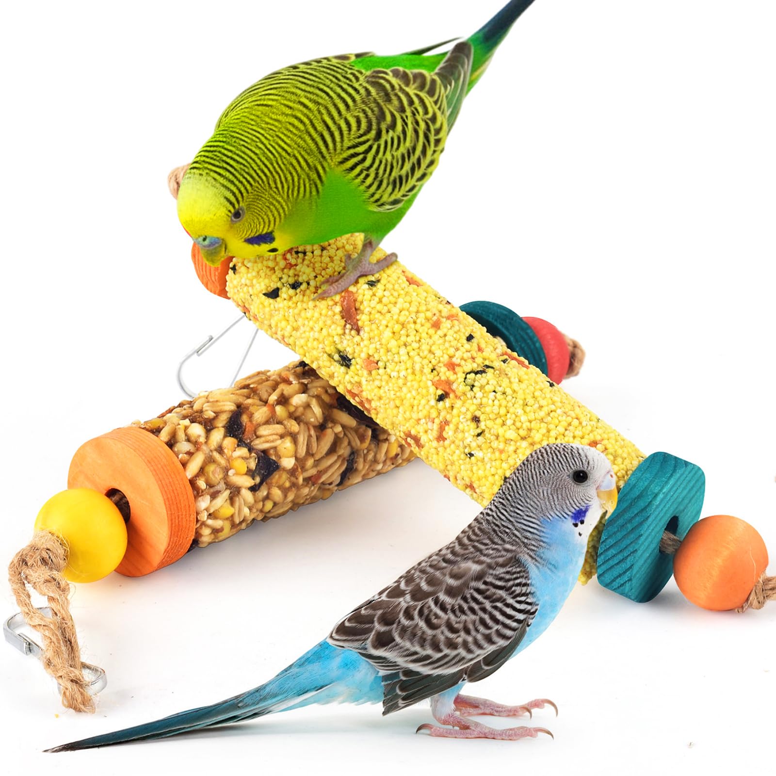 KATUMO 2PCS Bird Treats, Natural Parrots Sticks for Lovebird Conure Canary