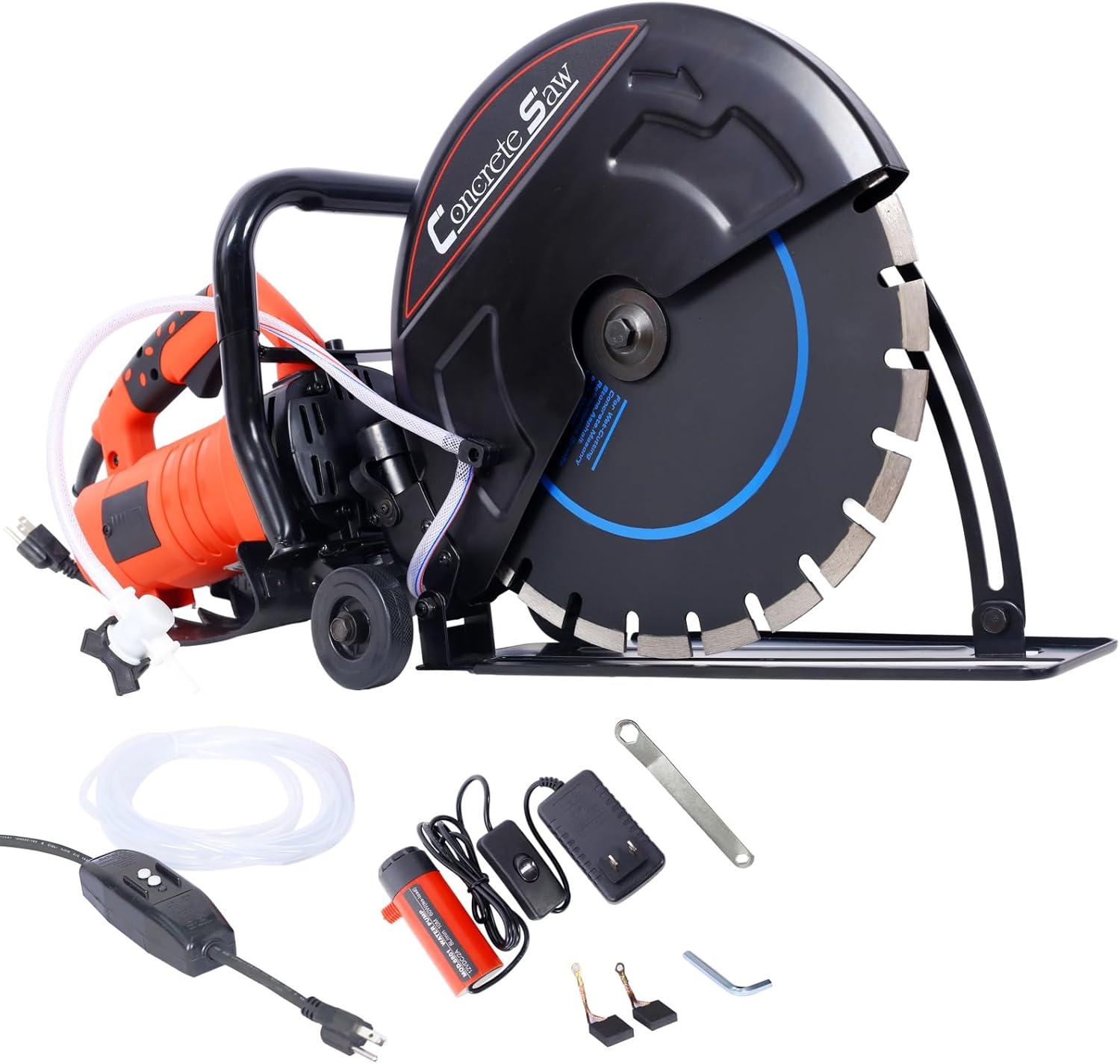 Electric 14" Cut Off Saw Wet/Dry Concrete Saw Cutter Guide Roller with Water Line Attachment