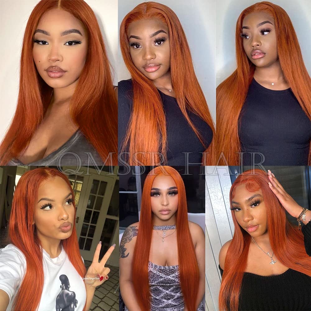 Amazon.com : QMSSR Ginger Orange Color Long Straight Hair  display picture 1