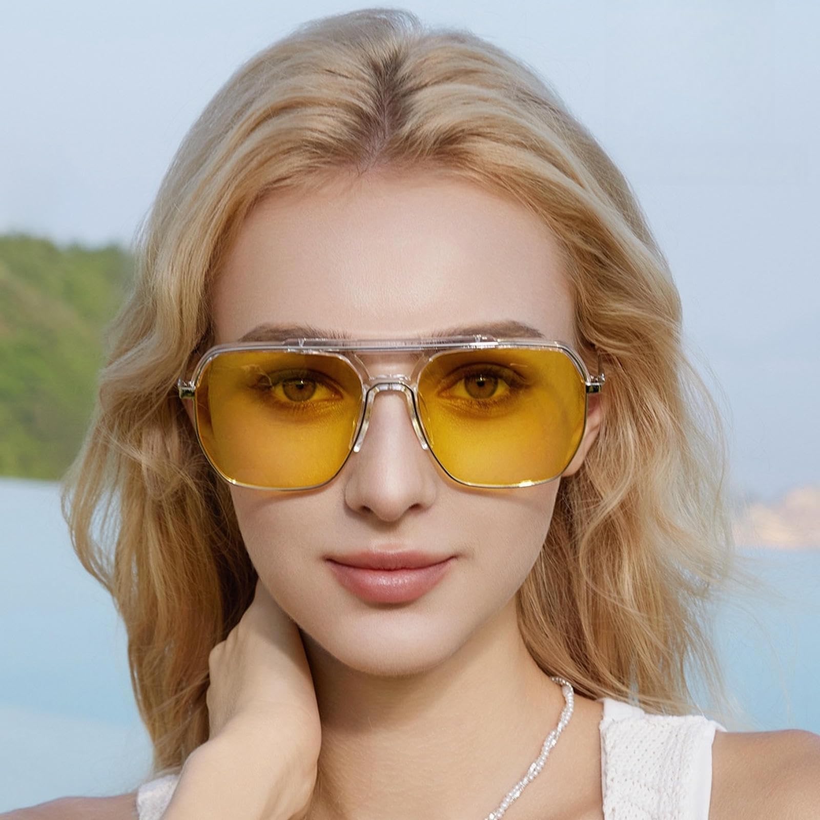 Sonnenbrille Damen Frauen Mode Große Für Das Fahren Von Strand Und Straßenfotografie Sonnenvisiere-c37 Silberrahmen Graues Blatt