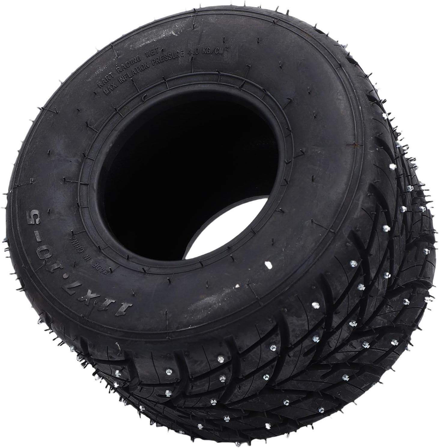 11x7.10 5 Tire, Anti Slip Rubber Go Kart Vacuum Tubeless Snow Tire with Anti Skid Studs, for ATV UTV Quad Bike Drift Trikes Kart Cars