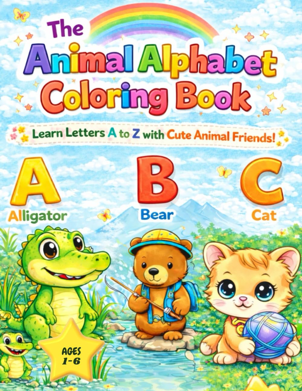 The Animal Alphabet Coloring Book: Learn letters A-Z with cute animal friends