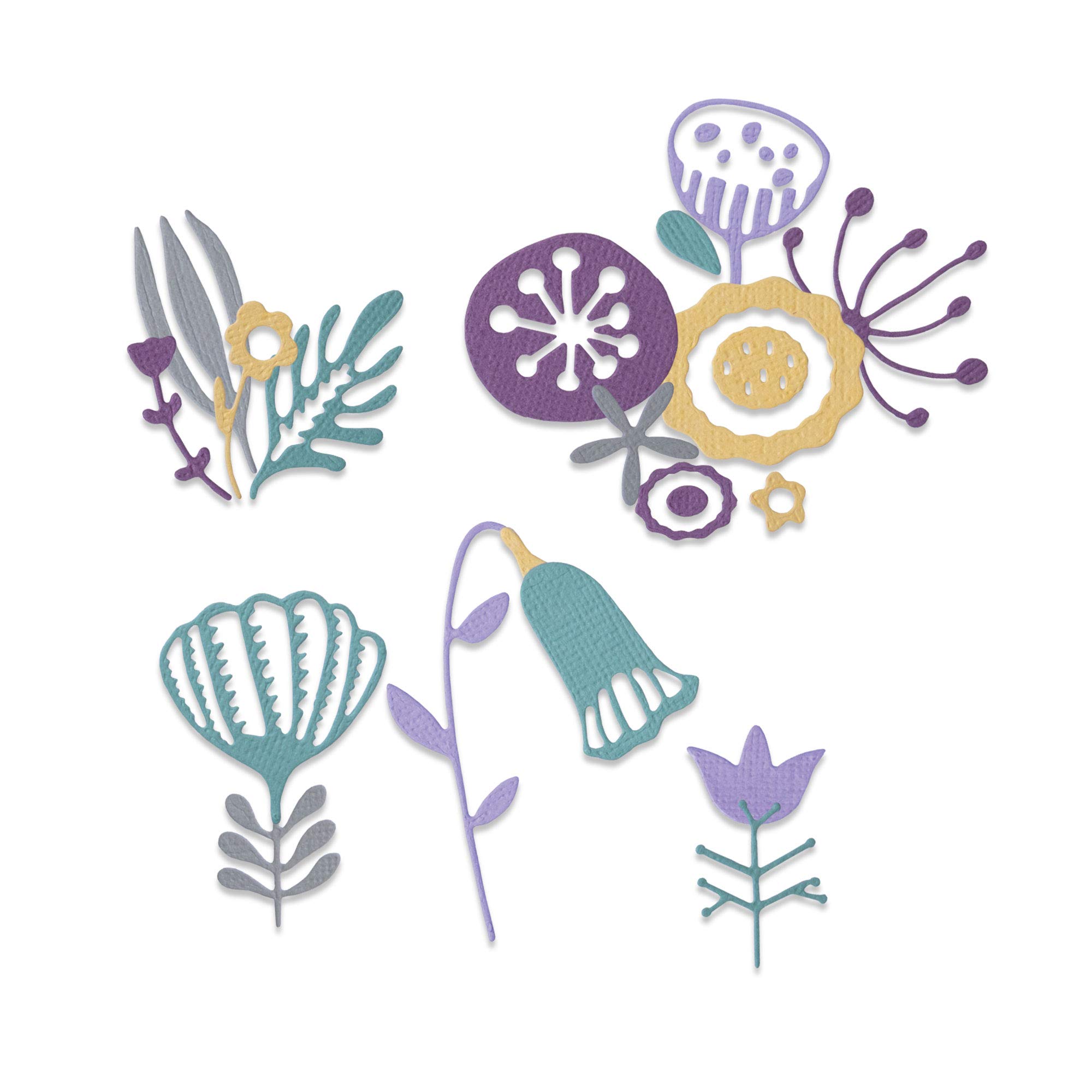 Sizzix Thinlits 22 Die Set - Folk Florals 664452 by Jenna Rushworth