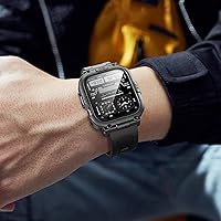 Vista 5 de Dsytom Funda impermeable con correa compatible con Apple Watch Band de 1.81 pulgadas, 1.77 pulgadas, 1.73 pulgadas, 1.65 pulgadas (S11/10) 1.61 Negro