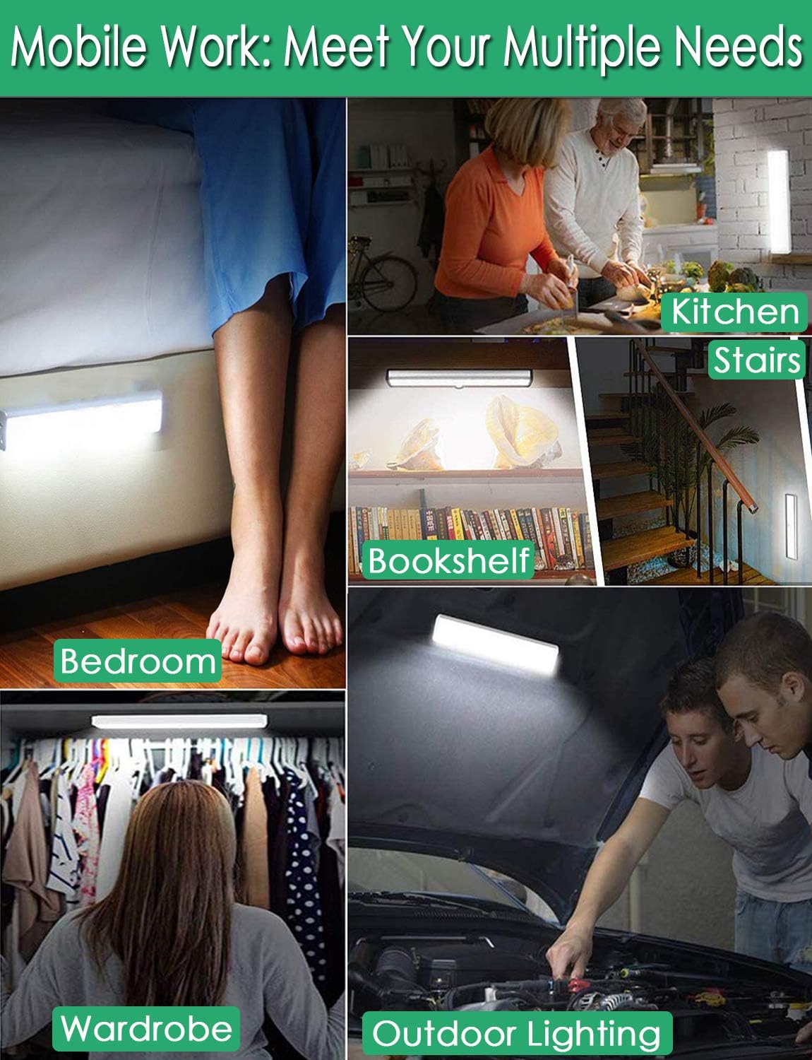 Image showing the LECLSTAR Motion Sensor Closet Light connected to a laptop via USB cable, with an indicator light showing red for charging and blue for fully charged.