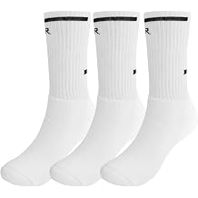 WANDER Mens Cushioned Cotton Crew Socks, Multi-Pack for Work & Running | Premium 92.5% Cotton Blend, 3-6 pairs. Fits sizes 6-9, 9-12, 12-15. Cushioned for work/gym/hiking. Machine washable, durable.