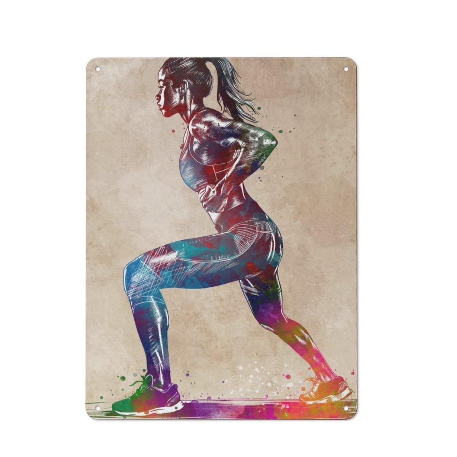 Junmoney Women's Athlete Watercolor Tin Wall Plaque 40X30cm With For Pub Or Café, For Hospitality Wall Decor Collectors