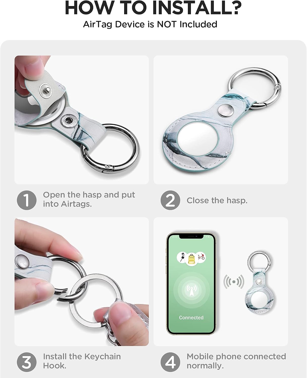 Uneedity AirTags Case [Upgrade Version], Leather AirTags Holder with Anti-Lost Design, Protective AirTag Keychain Accessories for Apple Air Tag Key Ring Tracker, Dog Collar (Green)
