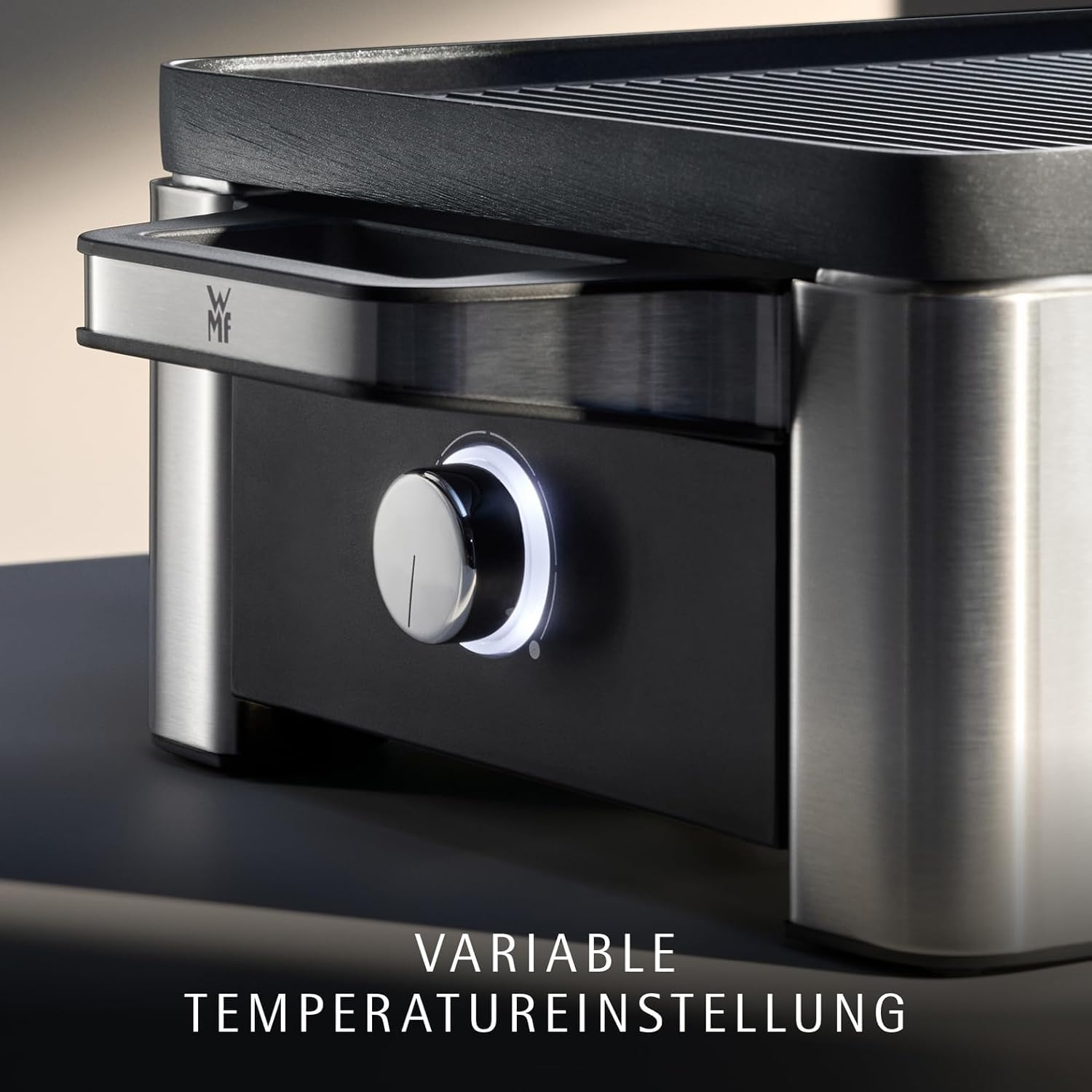 WMF Lono Raclette Grill für 4 Personen Tischgrill Cromargan Edelstahl 870 W antihaftbeschichtete Grillplatte spülmaschinengeeignet